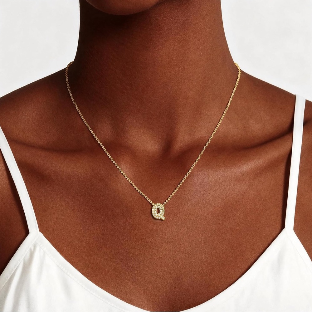 Gold Initial Q Pendant Necklace - Women Jewelry